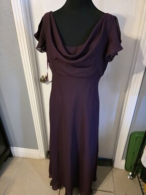 Michaelangelo Plum Cowl Neck Maxi Dress Size 10